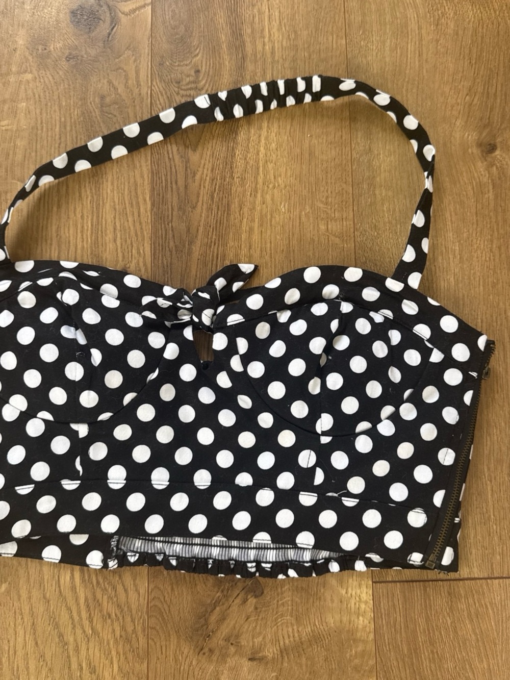 NEW- 2B Bebe Black and White Polka Dot Crop Top